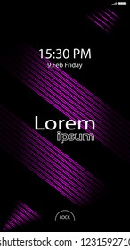 Modern Lock Screen for Mobile Apps. Vector Illustration. pink color
