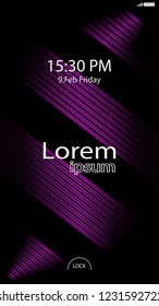 Modern Lock Screen for Mobile Apps. Vector Illustration. pink color