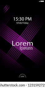 Modern Lock Screen for Mobile Apps. Vector Illustration. pink color