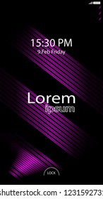 Modern Lock Screen for Mobile Apps. Vector Illustration. pink color
