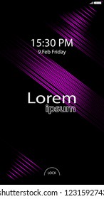 Modern Lock Screen for Mobile Apps. Vector Illustration. pink color