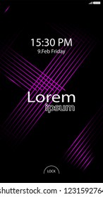 Modern Lock Screen for Mobile Apps. Vector Illustration. pink color