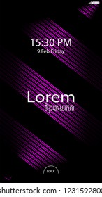 Modern Lock Screen for Mobile Apps. Vector Illustration. pink color