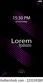 Modern Lock Screen for Mobile Apps. Vector Illustration. pink color