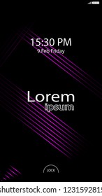 Modern Lock Screen for Mobile Apps. Vector Illustration. pink color