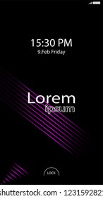 Modern Lock Screen for Mobile Apps. Vector Illustration. pink color