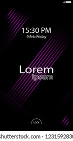 Modern Lock Screen for Mobile Apps. Vector Illustration. pink color