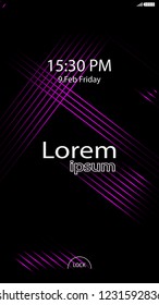Modern Lock Screen for Mobile Apps. Vector Illustration. pink color