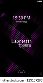 Modern Lock Screen for Mobile Apps. Vector Illustration. pink color