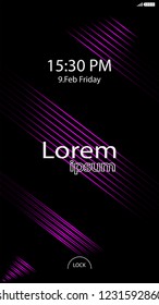 Modern Lock Screen for Mobile Apps. Vector Illustration. pink color