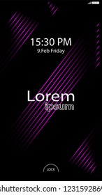 Modern Lock Screen for Mobile Apps. Vector Illustration. pink color