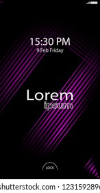Modern Lock Screen for Mobile Apps. Vector Illustration. pink color