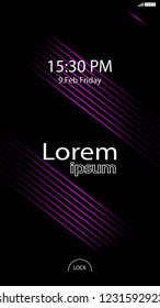 Modern Lock Screen for Mobile Apps. Vector Illustration. pink color