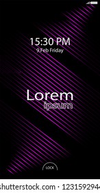 Modern Lock Screen for Mobile Apps. Vector Illustration. pink color