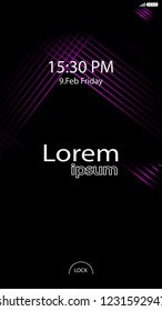 Modern Lock Screen for Mobile Apps. Vector Illustration. pink color