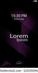 Modern Lock Screen for Mobile Apps. Vector Illustration. pink color
