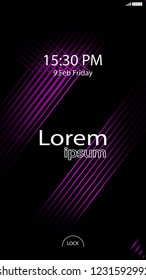 Modern Lock Screen for Mobile Apps. Vector Illustration. pink color