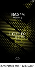 Modern Lock Screen for Mobile Apps. Vector Illustration.  yellow color
