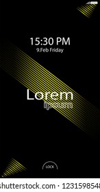 Modern Lock Screen for Mobile Apps. Vector Illustration.  yellow color