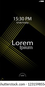 Modern Lock Screen for Mobile Apps. Vector Illustration.  yellow color