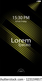 Modern Lock Screen for Mobile Apps. Vector Illustration.  yellow color