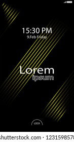 Modern Lock Screen for Mobile Apps. Vector Illustration.  yellow color