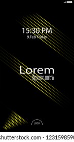 Modern Lock Screen for Mobile Apps. Vector Illustration.  yellow color