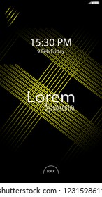 Modern Lock Screen for Mobile Apps. Vector Illustration.  yellow color