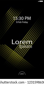 Modern Lock Screen for Mobile Apps. Vector Illustration.  yellow color