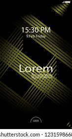 Modern Lock Screen for Mobile Apps. Vector Illustration.  yellow color