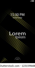 Modern Lock Screen for Mobile Apps. Vector Illustration.  yellow color