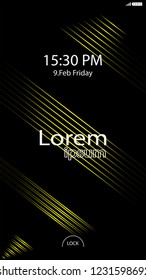 Modern Lock Screen for Mobile Apps. Vector Illustration.  yellow color