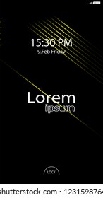Modern Lock Screen for Mobile Apps. Vector Illustration.  yellow color