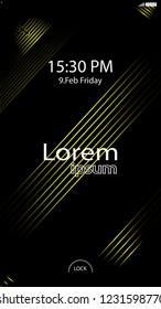 Modern Lock Screen for Mobile Apps. Vector Illustration.  yellow color