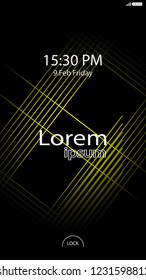 Modern Lock Screen for Mobile Apps. Vector Illustration.  yellow color