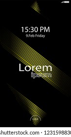 Modern Lock Screen for Mobile Apps. Vector Illustration.  yellow color