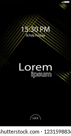 Modern Lock Screen for Mobile Apps. Vector Illustration.  yellow color