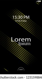 Modern Lock Screen for Mobile Apps. Vector Illustration.  yellow color