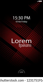 Modern Lock Screen for Mobile Apps. Vector Illustration. red color