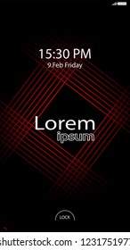 Modern Lock Screen for Mobile Apps. Vector Illustration. red color