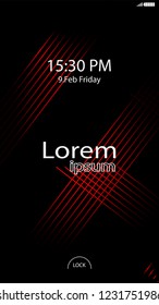 Modern Lock Screen for Mobile Apps. Vector Illustration. red color