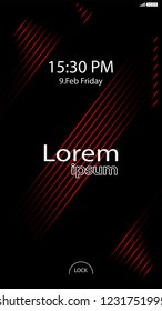 Modern Lock Screen for Mobile Apps. Vector Illustration. red color