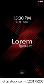Modern Lock Screen for Mobile Apps. Vector Illustration. red color