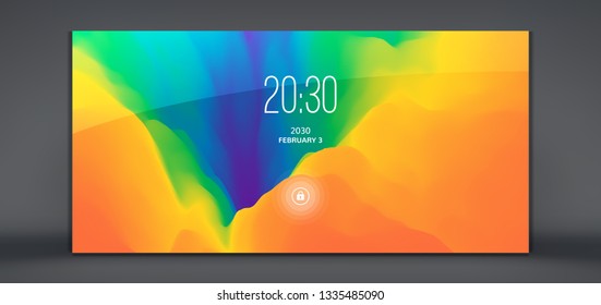 Modern lock screen for mobile apps. Abstract background with trendy gradients. Can be used for advertising, marketing, presentation. Vector illustration.