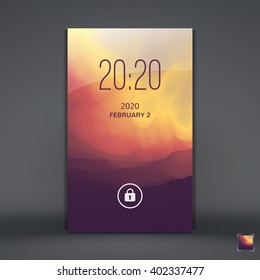 Modern Lock Screen For Mobile Apps. Mobile Wallpaper. Vector Illustration.