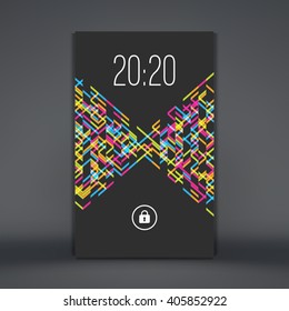 Pantalla moderna de bloqueo para aplicaciones móviles. Ilustración vectorial.