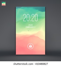 Modern Lock Screen for Mobile Apps. Vector Illustration.
