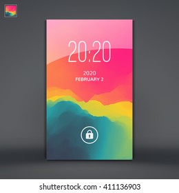 Modern Lock Screen for Mobile Apps. Mobile Wallpaper. Vector Illustration