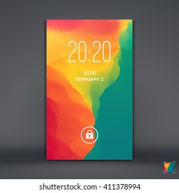 Pantalla moderna de bloqueo para aplicaciones móviles. Ilustración vectorial.