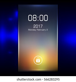 Modern Lock Screen for Mobile Apps. Vector Illustration.